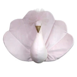 Trophée Mural Paon L'Elégant Velours Rose