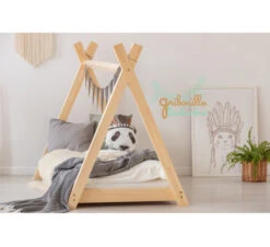 Lit Tipi De La Tribu Apache Avec Sommier En Bois Naturel