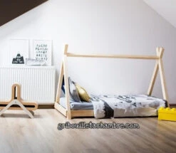 Lit Tipi De La Tribu Apache Avec Sommier En Bois Naturel -GribouilleTa Chambre Soldes Magasin file 911