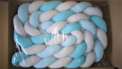 Tour De Lit Tressé 4 Grains Gris X2, Babyblue Et Cyan 3M60