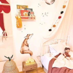 Stickers Illustration Le Renard Et La Lune -GribouilleTa Chambre Soldes Magasin file 957