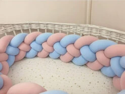 Tour De Lit Tressé 4 Grains Rose Et Babyblue 3M60 -GribouilleTa Chambre Soldes Magasin file 991